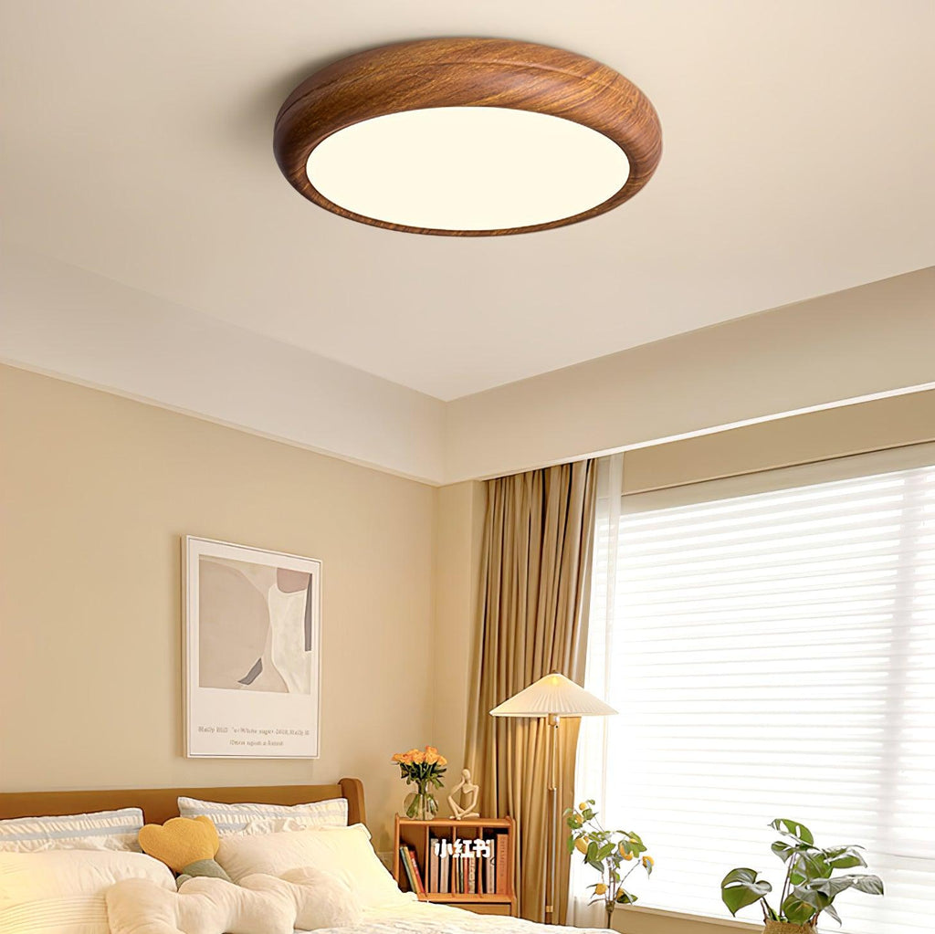 Grena Wood Grain Round Ceiling Light - Hey Lighting