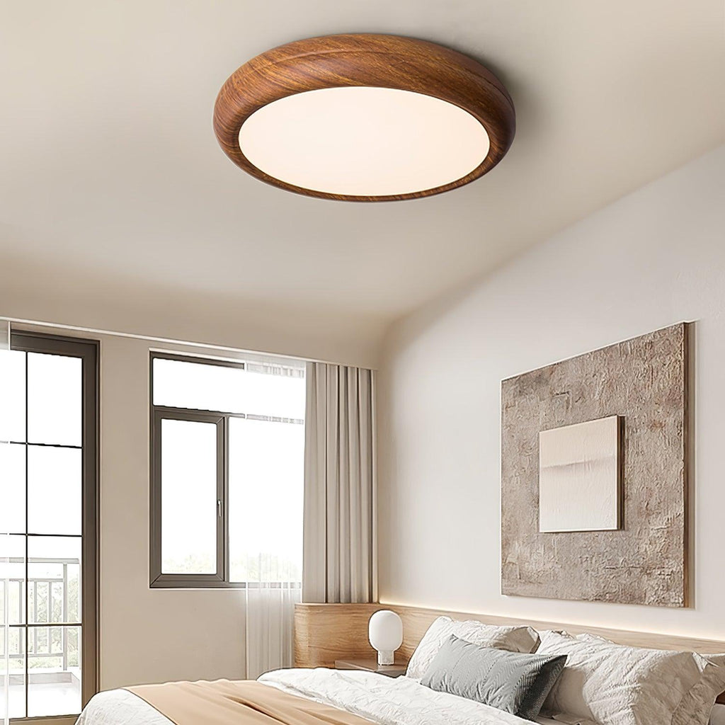 Grena Wood Grain Round Ceiling Light - Hey Lighting