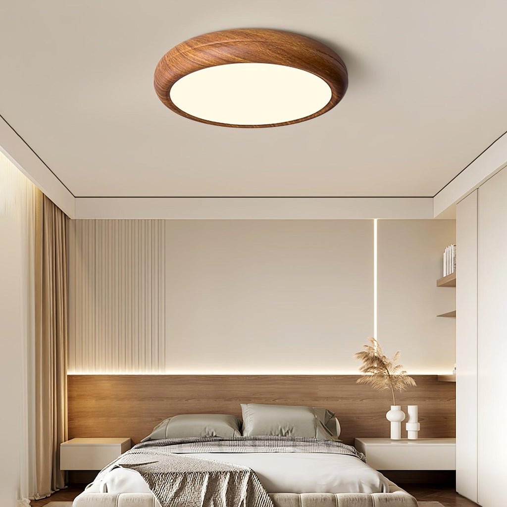 Grena Wood Grain Round Ceiling Light - Hey Lighting