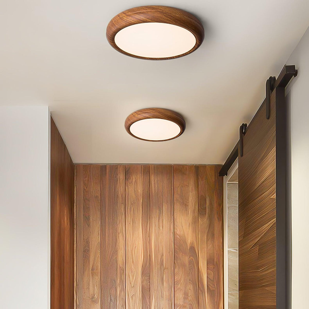 Grena Wood Grain Round Ceiling Light - Hey Lighting