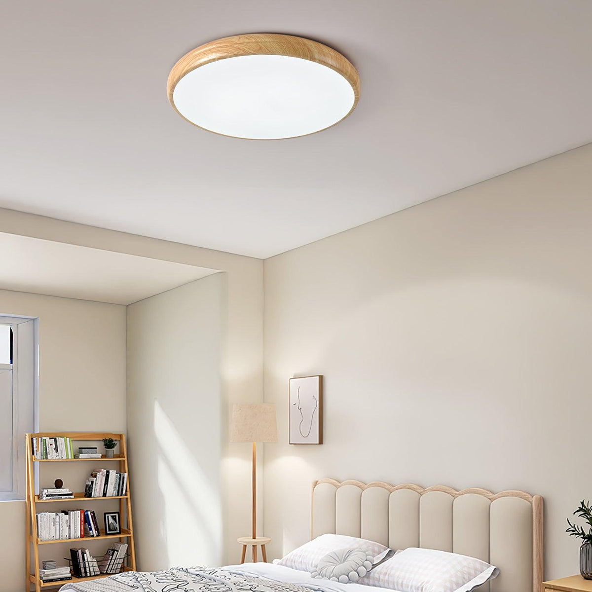 Grena Wood Grain Round Ceiling Light - Hey Lighting