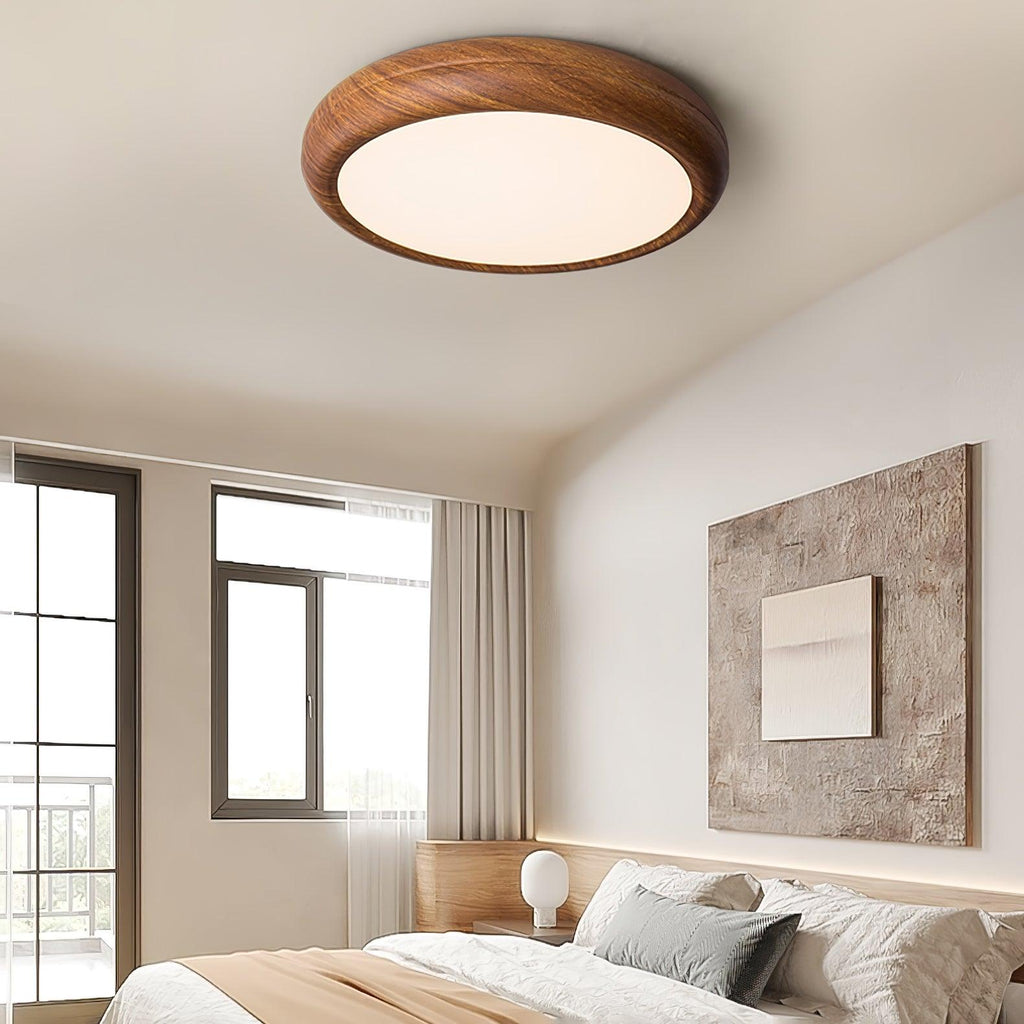 Grena Wood Grain Round Ceiling Light - Hey Lighting