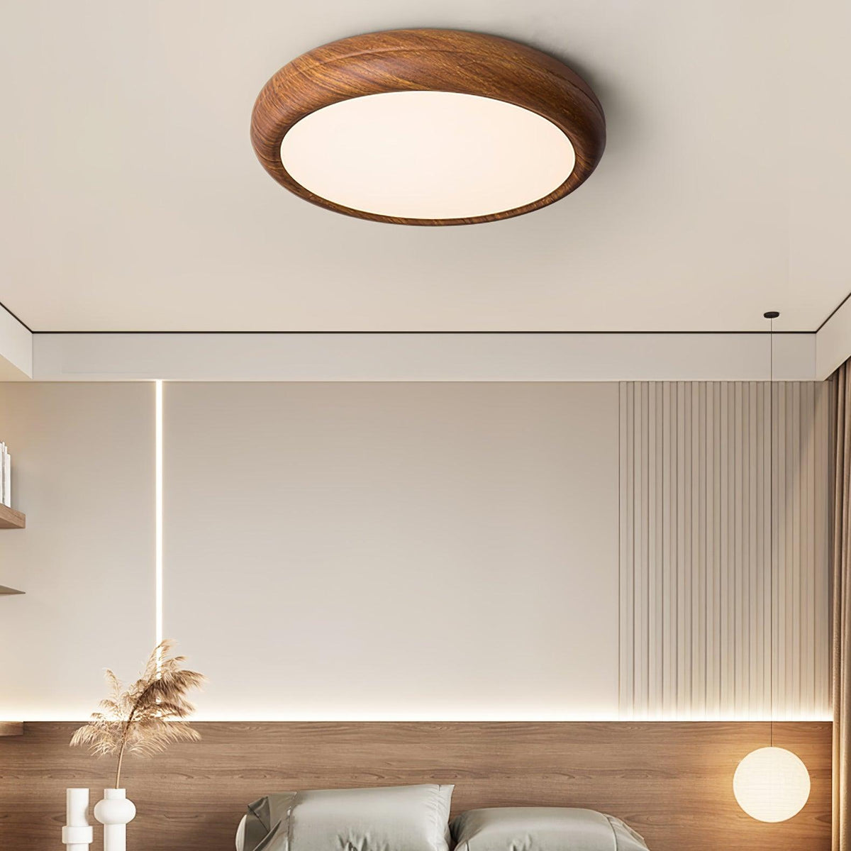 Grena Wood Grain Round Ceiling Light - Hey Lighting