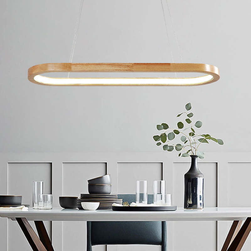 Veon Contemporary Oval Wooden Pendant Light - Hey Lighting