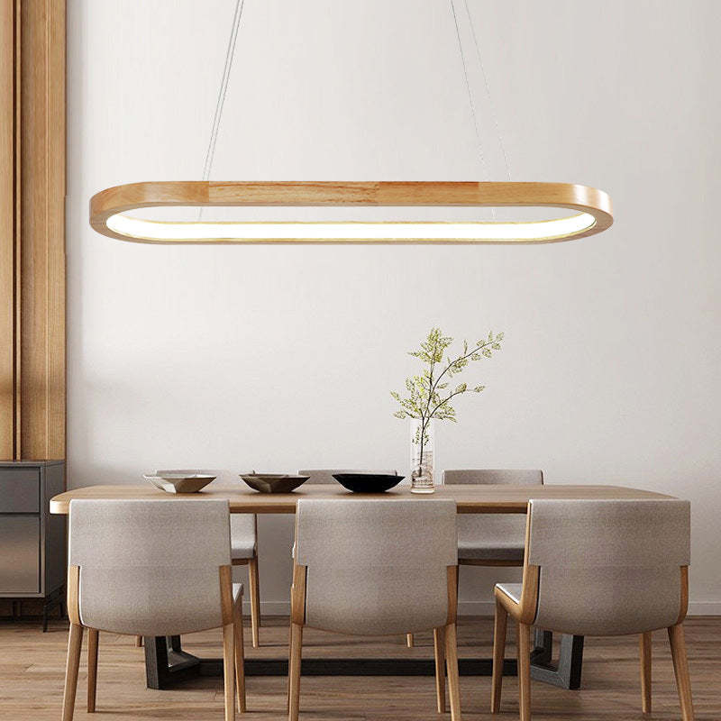 Veon Contemporary Oval Wooden Pendant Light - Hey Lighting