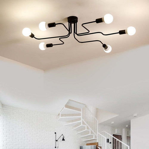 Arisha Vintage Modern Minimalist Industrial Metal Black Ceiling Lamp - Hey Lighting