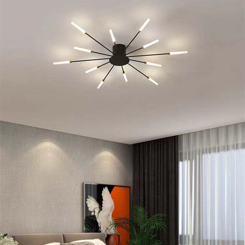 Wesley Flush-Mount Ceiling Light Fireworks, Black/Gold - Hey Lighting
