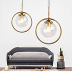 Zoey Glass Pendant Light with a Metal Ring - Hey Lighting