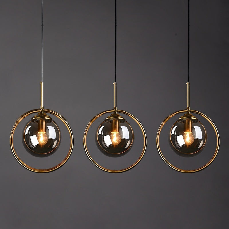 Zoey Glass Pendant Light with a Metal Ring - Hey Lighting