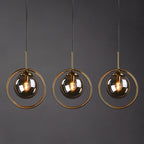 Zoey Glass Pendant Light with a Metal Ring - Hey Lighting