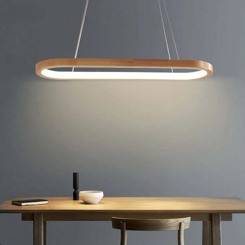 Veon Contemporary Oval Wooden Pendant Light - Hey Lighting