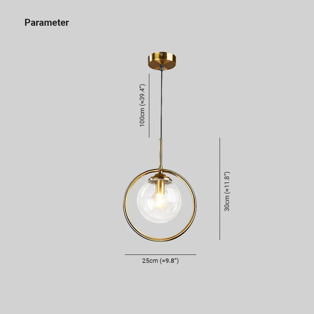 Zoey Glass Pendant Light with a Metal Ring - Hey Lighting